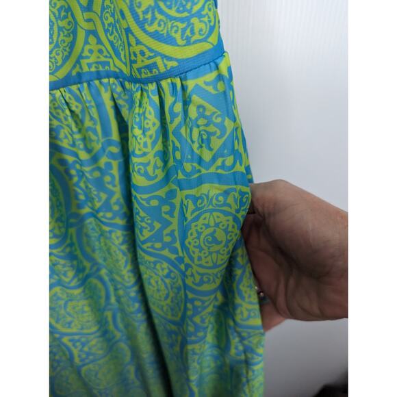 Gretchen Scott Fiesta Time Maxi Dress Sultan's Dining Room Turquoise Lime NEW M - Picture 9 of 12